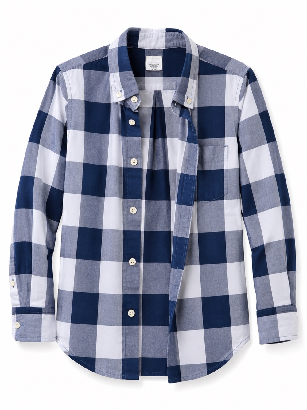 J. Crew Navy and White Buffalo Check Button-Down Shirt